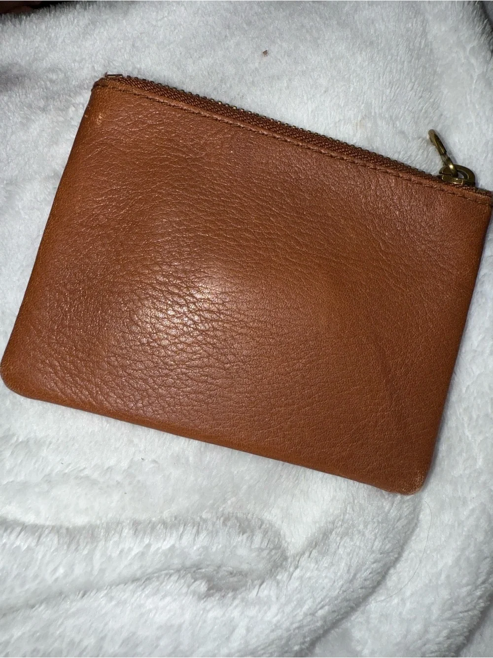 Madewell Brown Leather Zip Coin Purse with Rainbow Accent